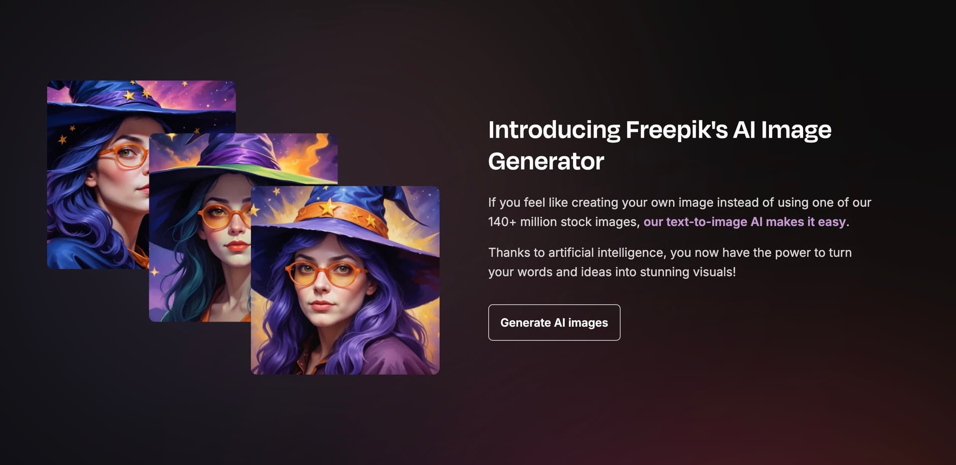 Freepik Mystic's interface, with a focus on text-based image generation