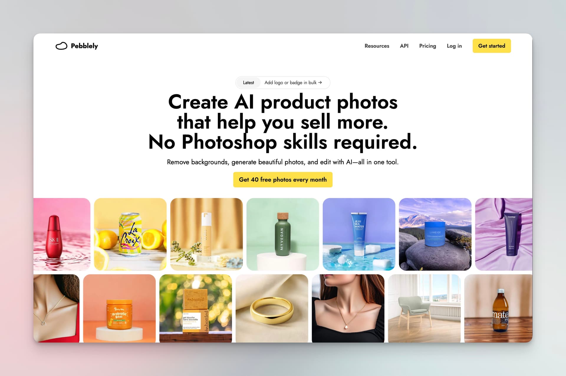 Pebblely interface