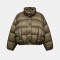 Zara Khaki Water-Repellent Puffer Jacket