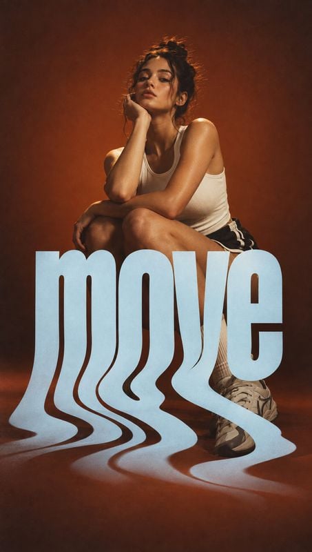 athletic outfit and sneakers model try-on product photo: A woman in a white athletic tank, black shorts and sneakers poses against a warm rust-colored studio b…