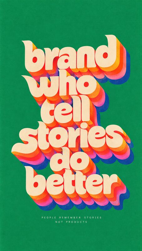 posters product photo: A bold cream-colored typographic slogan with layered red, orange, pink, and blue shadows fills a vivid green background, creating a play…
