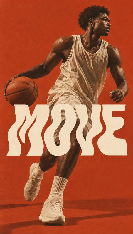 basketball sneakers and athletic apparel action & motion product photo: A basketball player in a light-colored uniform drives forward with the ball against a v…