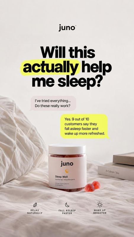 sleep supplement gummies personal care product photo: A jar of sleep supplement gummies sits on rumpled white bedding beside a few gummies and stacked books, s…