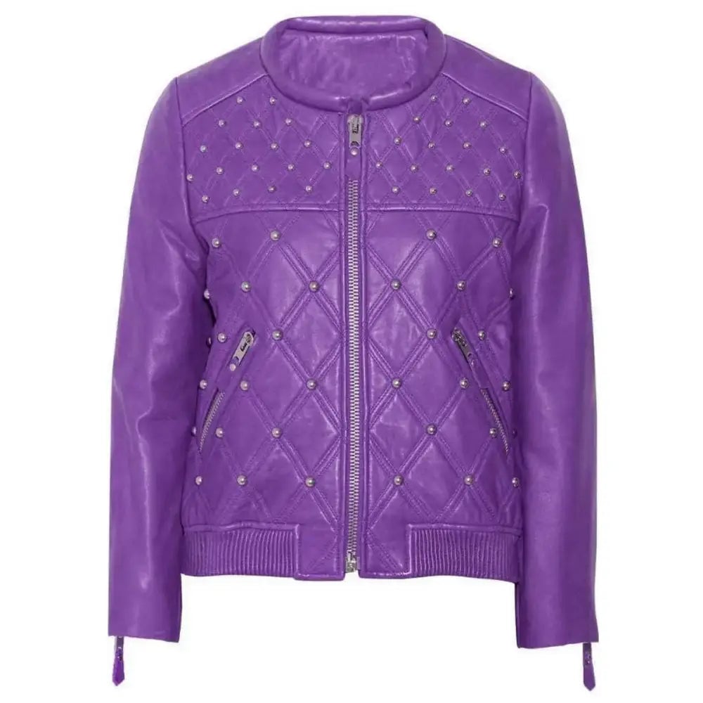 Original product image of Women's Genuine Purple Leather Jacket