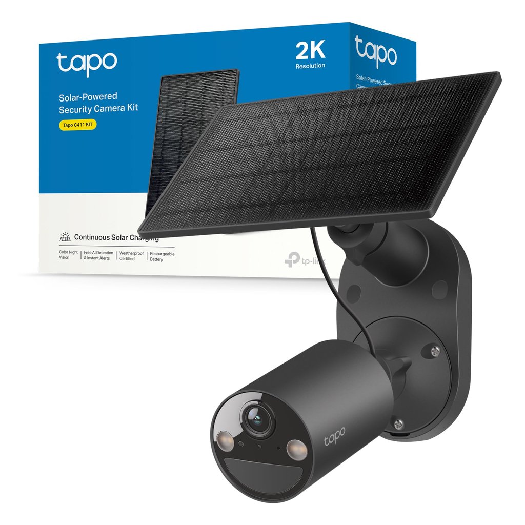 Original product image of Tapo C411 KIT Telecamera Wi-Fi Esterno a Batteria 2K 3MP con Panello Solare, Visione Notturna a Colori