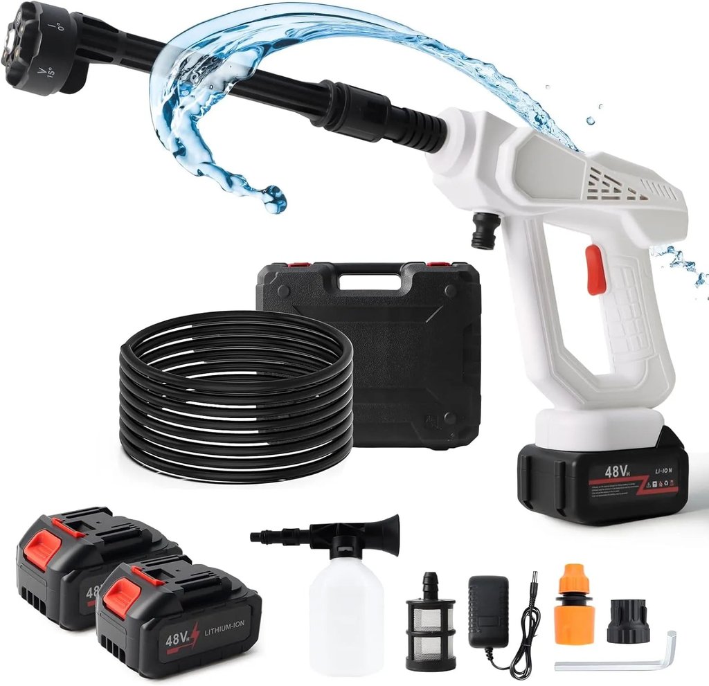 Original product image of Idropulitrice Cordless 48V con 2 Batterie, Ugello 6 in 1 e Schiumogeno – Pistola ad Alta Pressione Portatile per Auto, Moto, Giardino, Tapparelle e Balconi