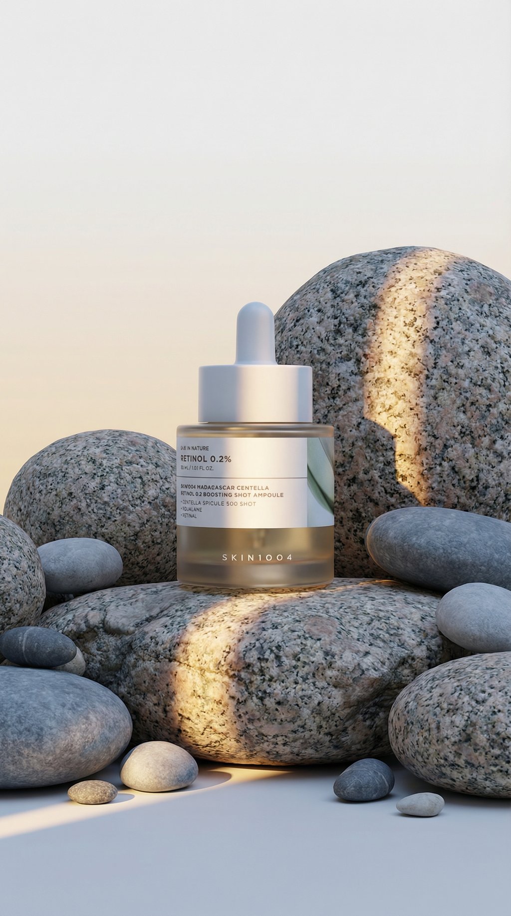 AI product shot of SKIN1004 Madagascar Centella Retinol 0.2 Boosting Shot Ampoule