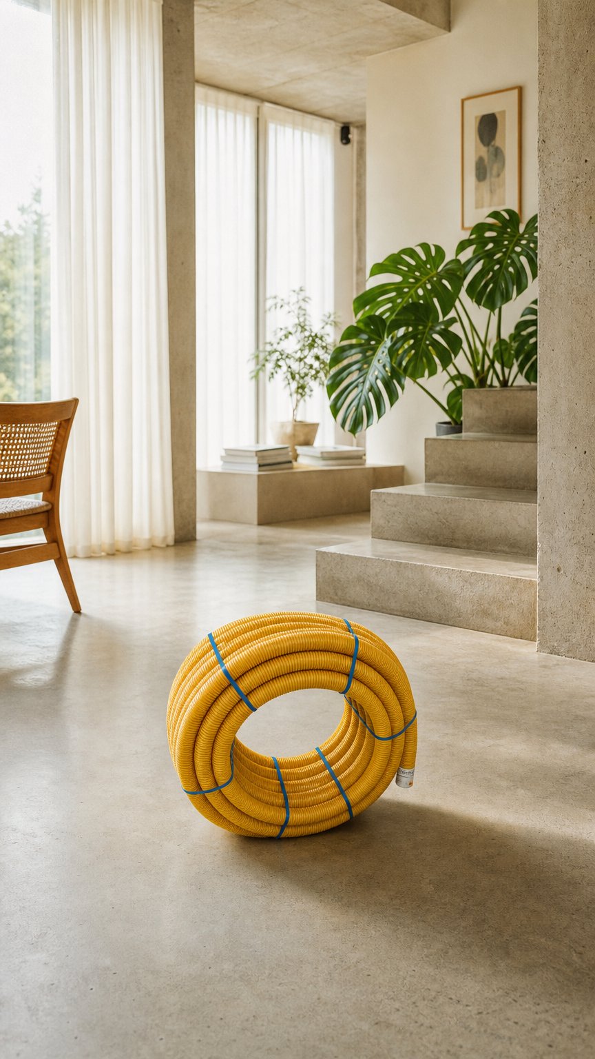 AI product shot of Drainagerohr ungeschlitzt DN50, Drainageschlauch ungelocht DN50 PVC gelb 50mm - ohne Verbindungsmuffe