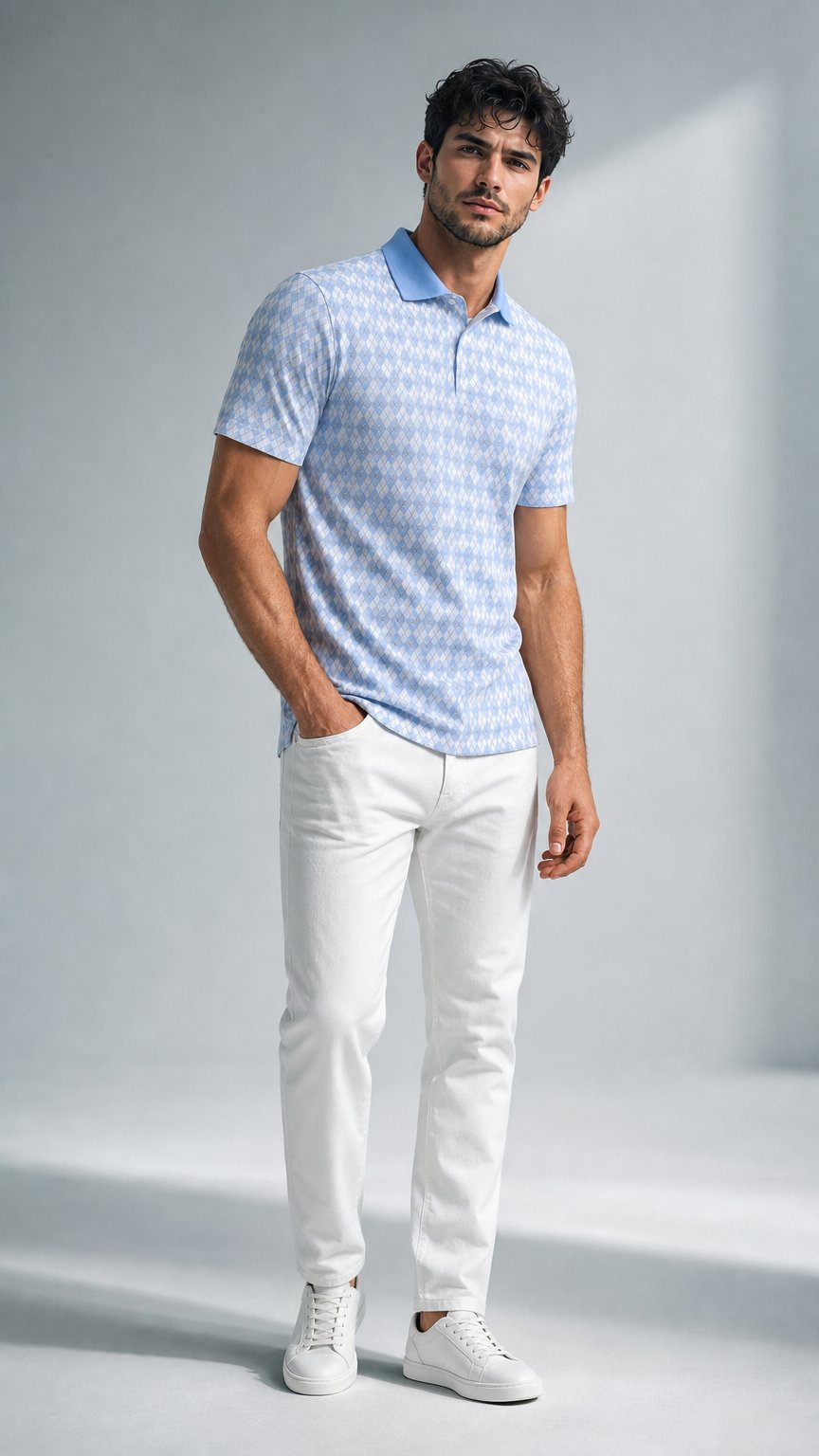 AI product shot of Blue Diamond Polo