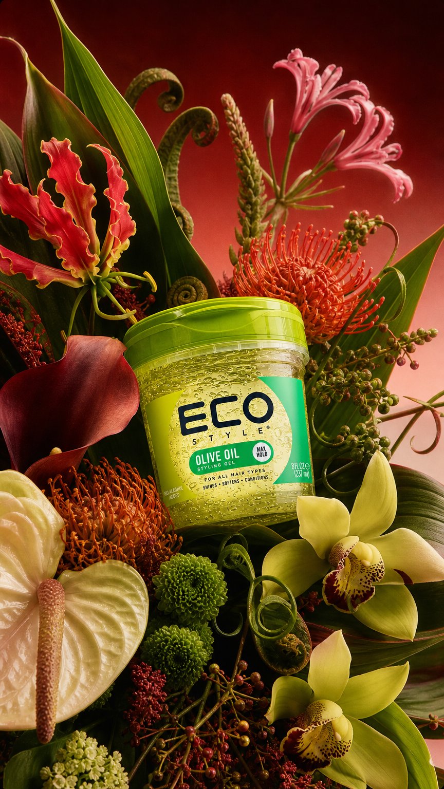 AI product shot of Olive Oil Styling Gel 3-Pack