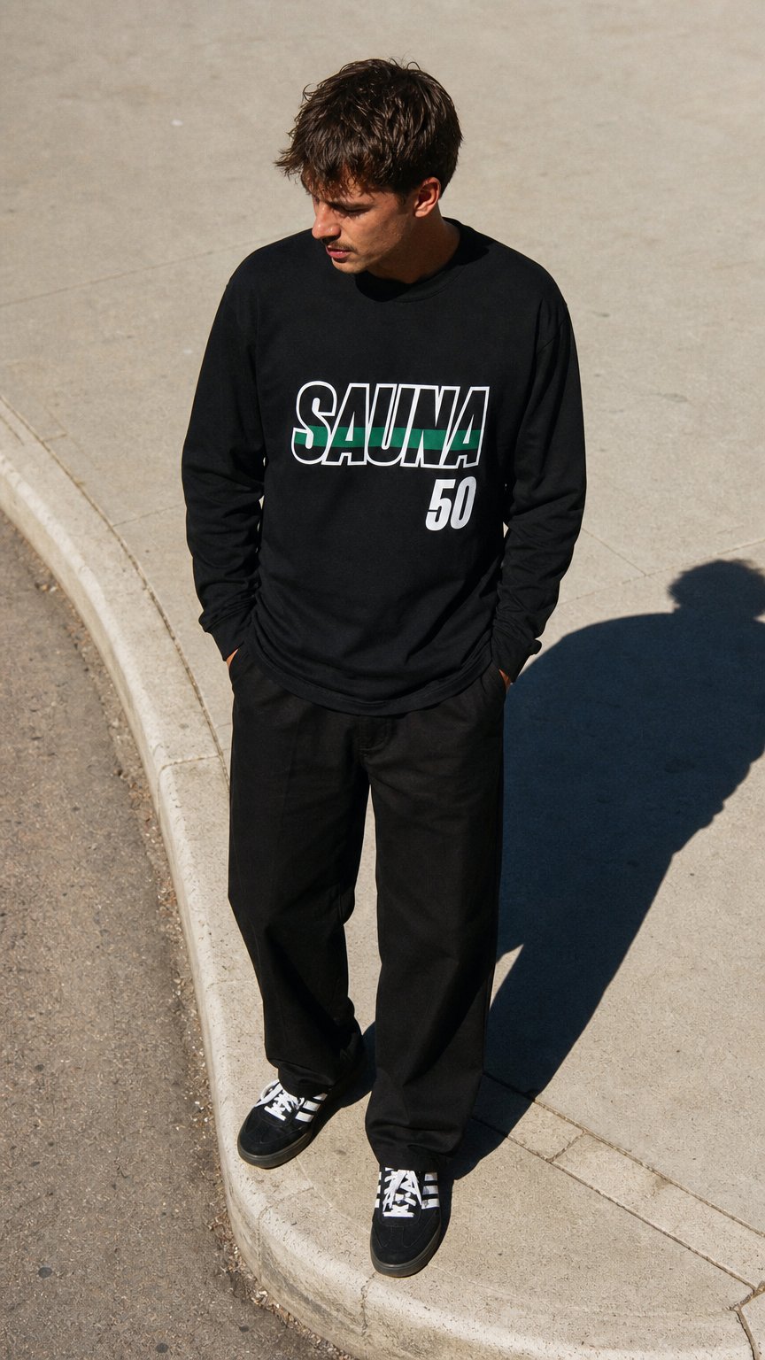 AI product shot of 50' L/S Shirt [Black]