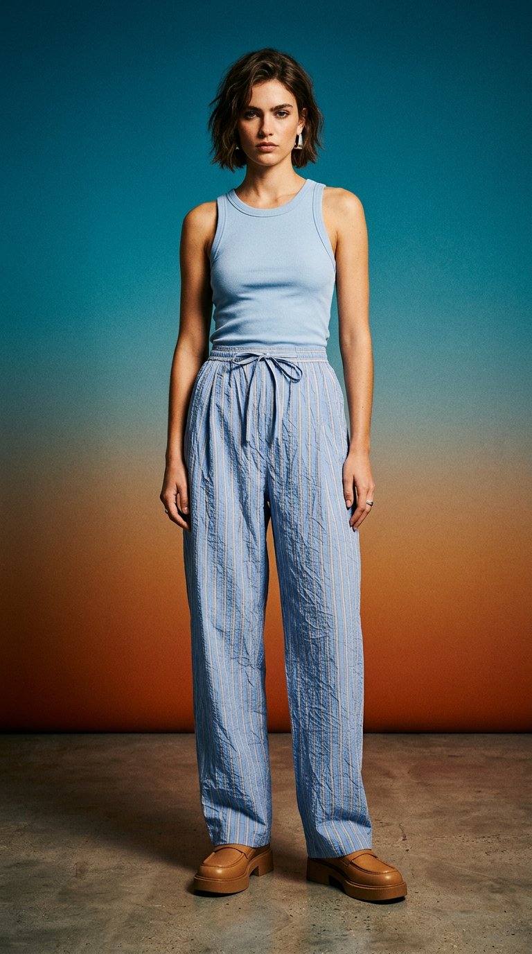 AI product shot of Viscose vanity trousers