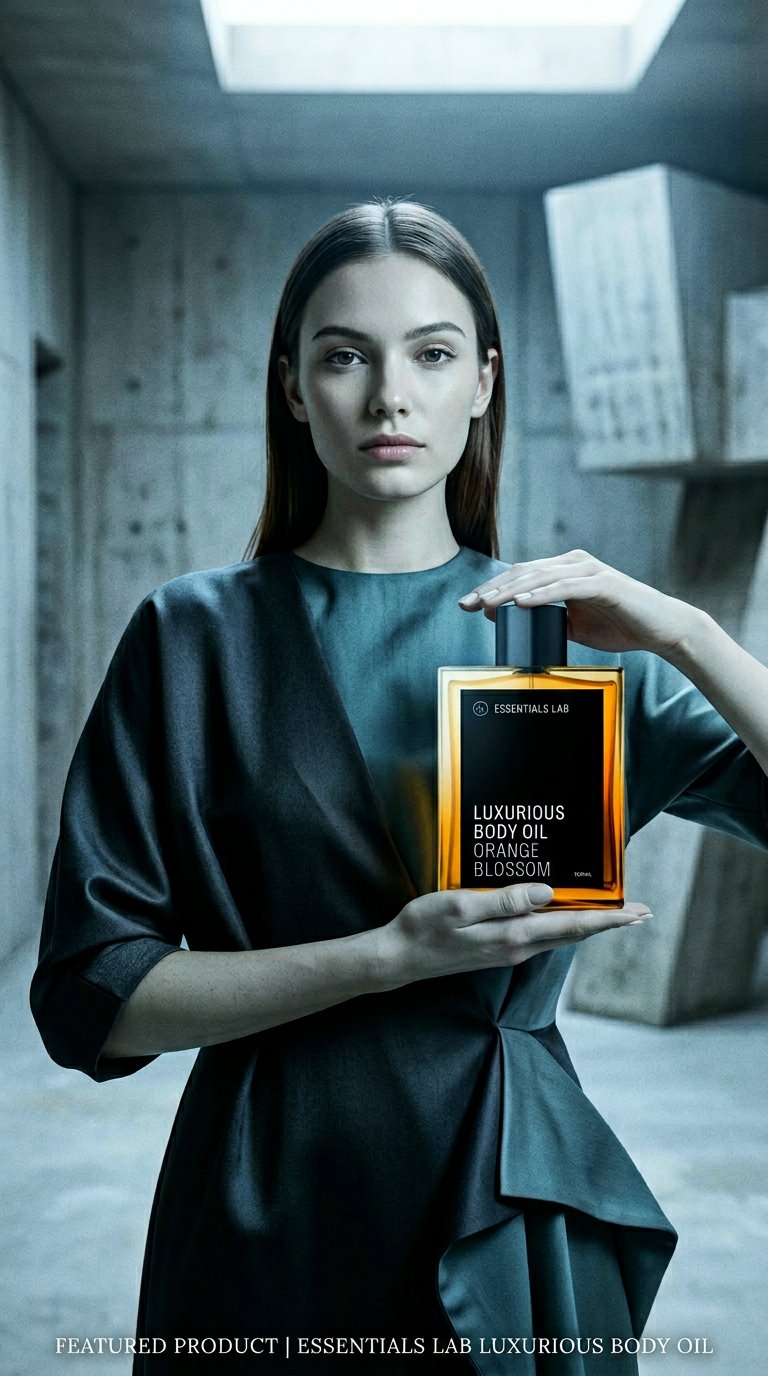 AI product shot of Botanical body oil - Orange blossom 100ml