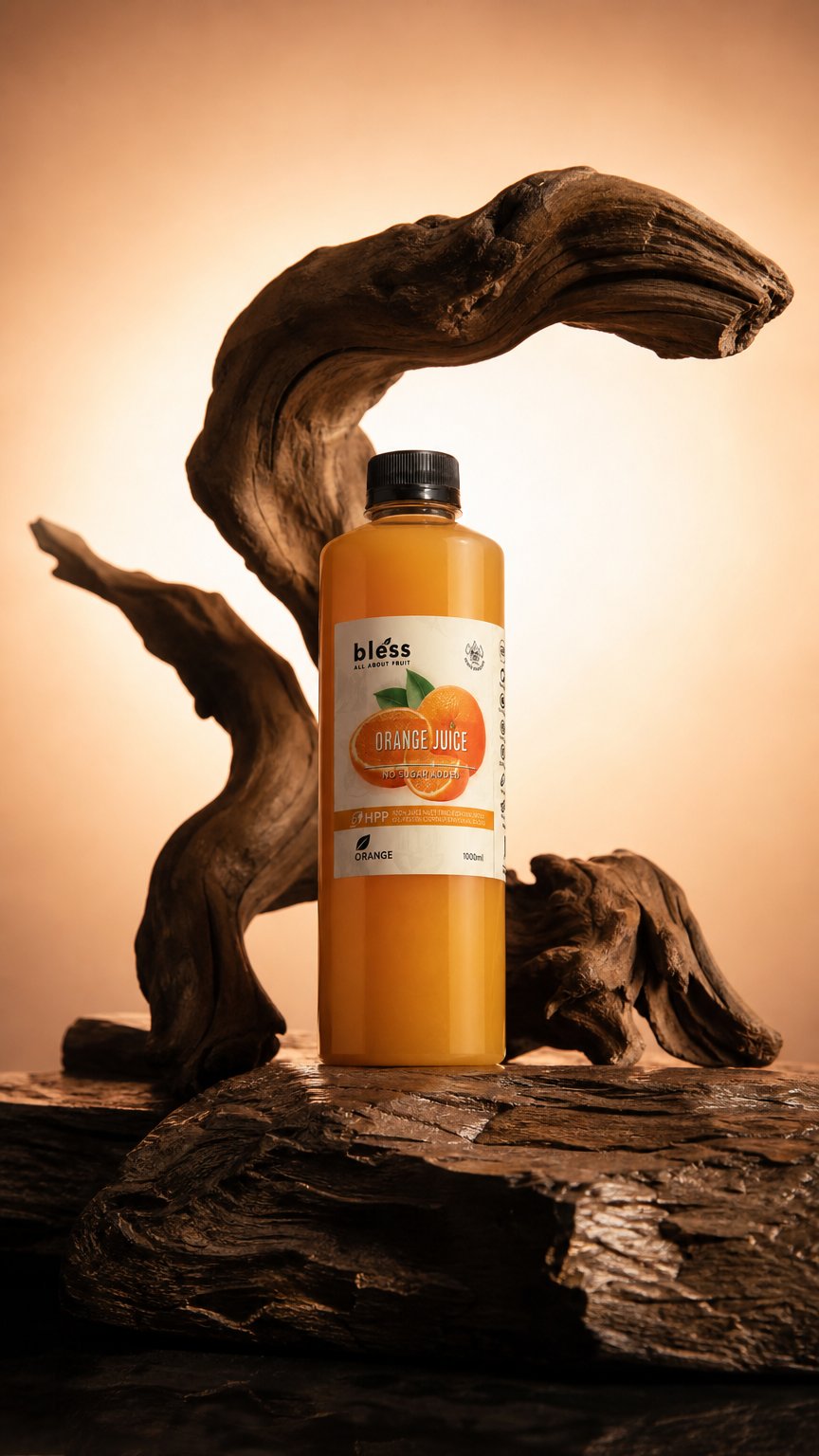 AI product shot of 冷壓橙汁