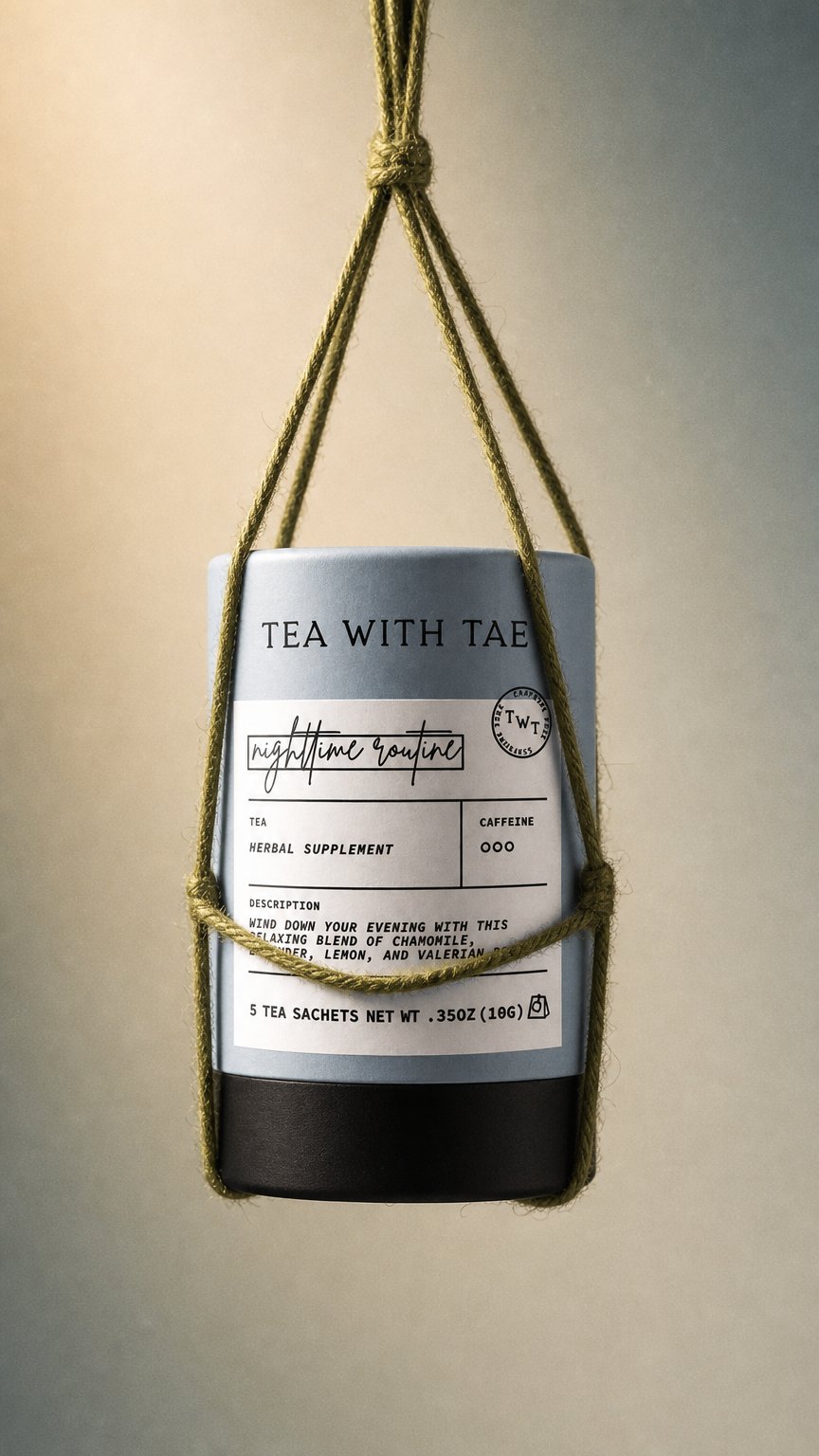 AI product shot of Nighttime Routine Mini Tea Tube (5 tea bags)
