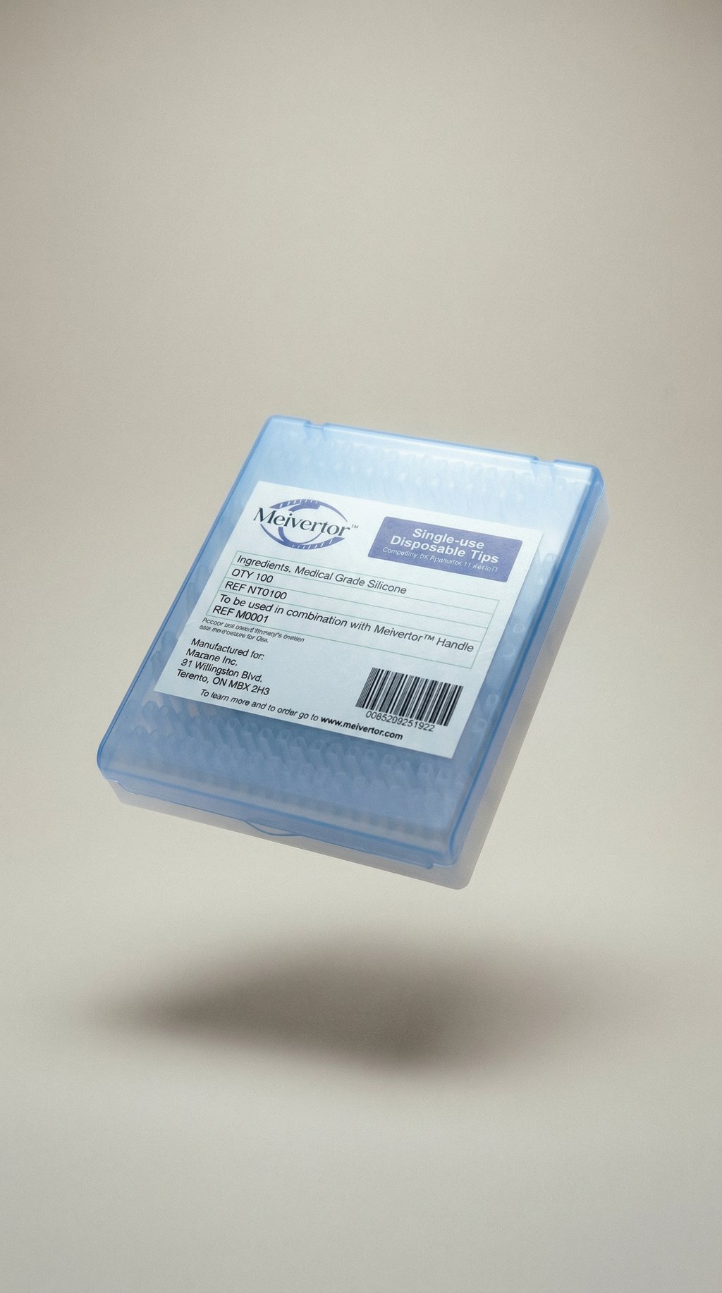AI product shot of Meivertor™ Single-Use Disposable Tips (100 pairs)