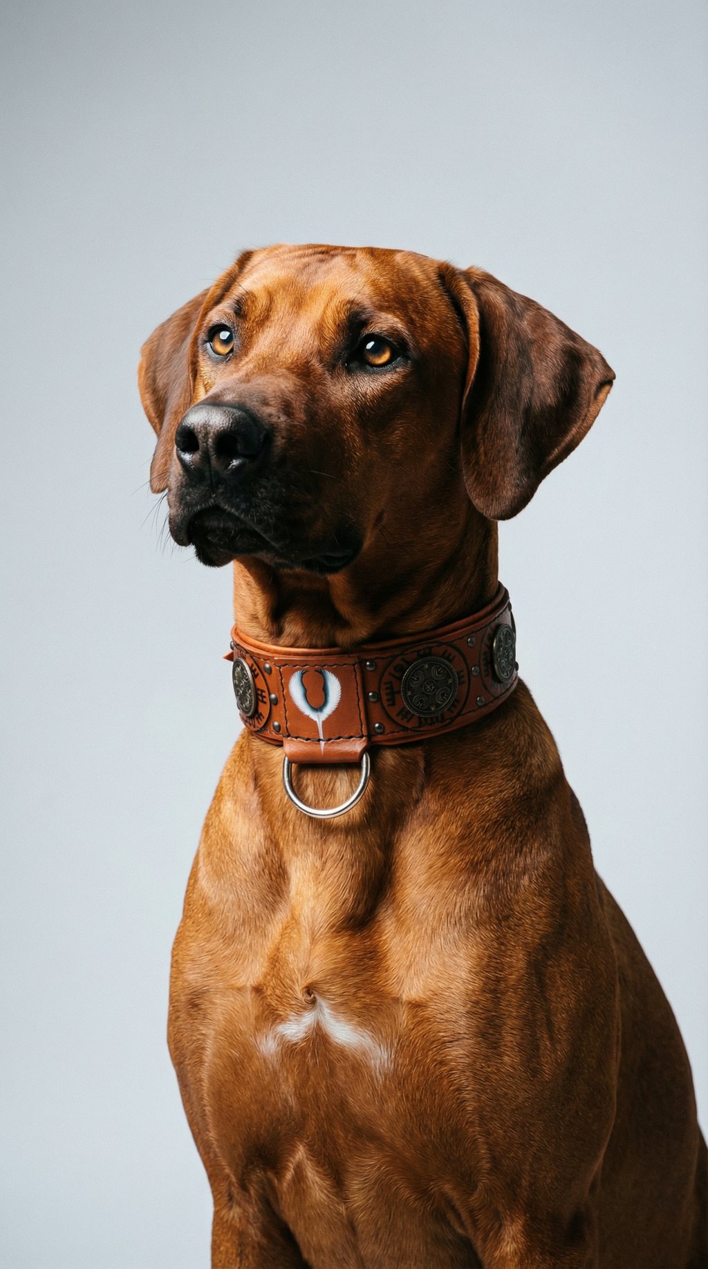 AI product shot of Valkyrie Angel of Death Wings Leather Dog Collar