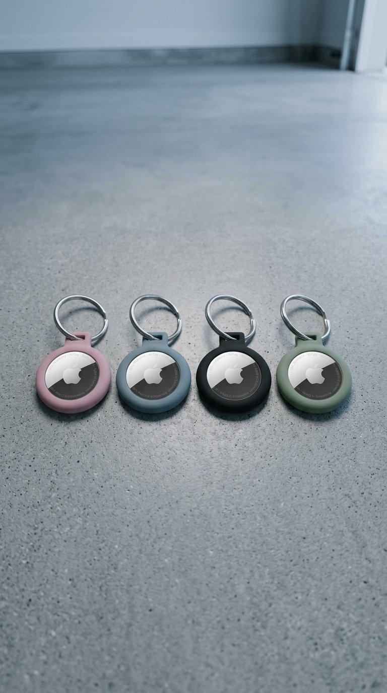 AI product shot of TrendingProduct - 4 Pack - Premium Material Arnitel®- Apple AirTag Keychain Set - Protective Case - Lowest Price Guarantee - Apple AirTag Holder - Apple Tag Keychain