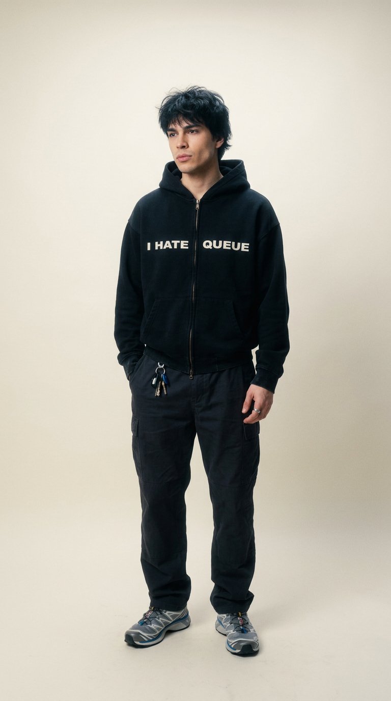 AI product shot of I HATE QUELL ZIP UP