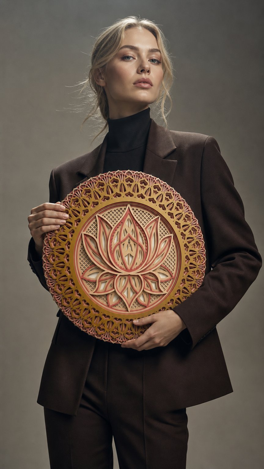 AI product shot of Mandala Lótus 3D - Rose - P