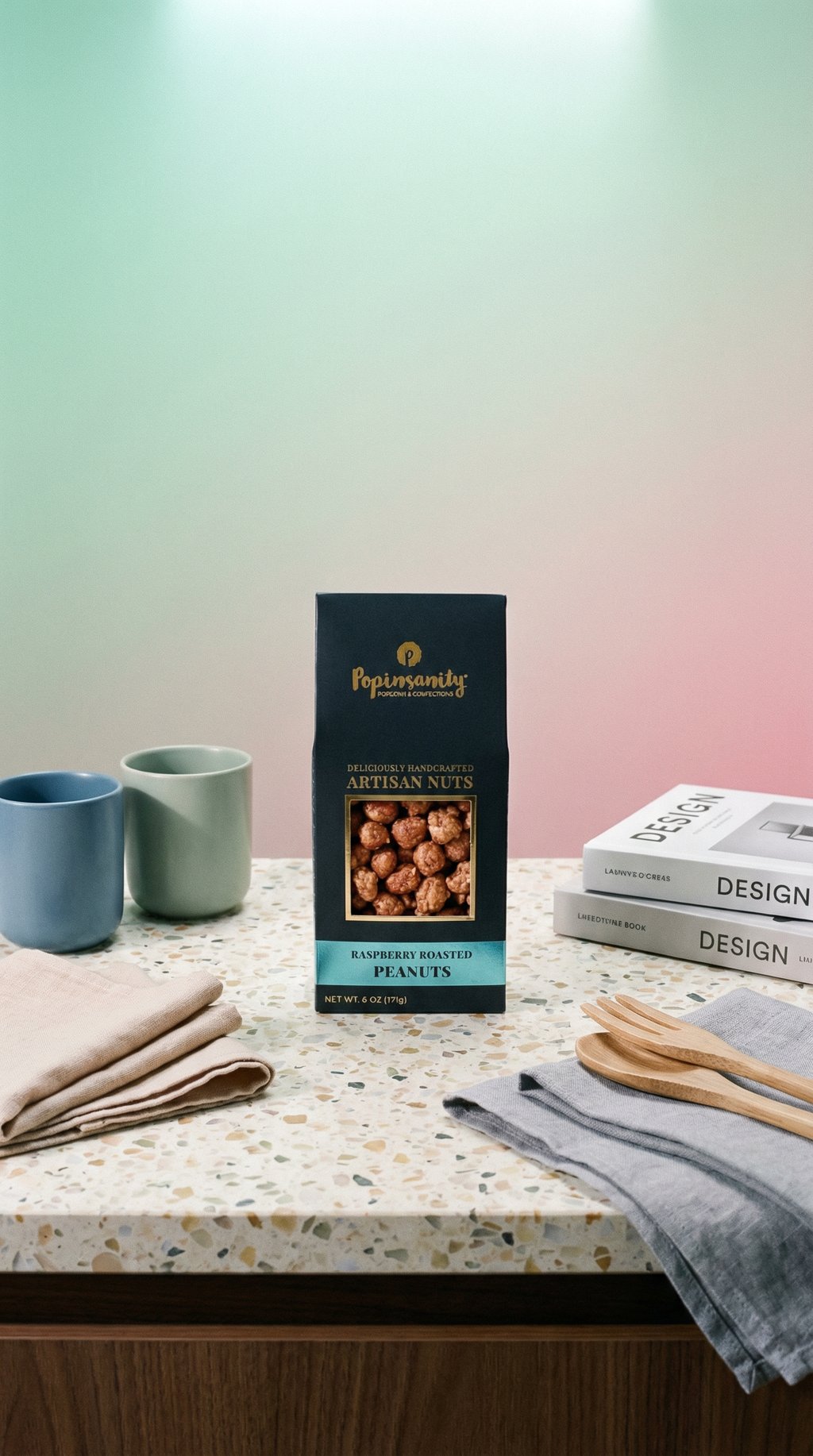 AI product shot of Raspberry Roasted Peanuts