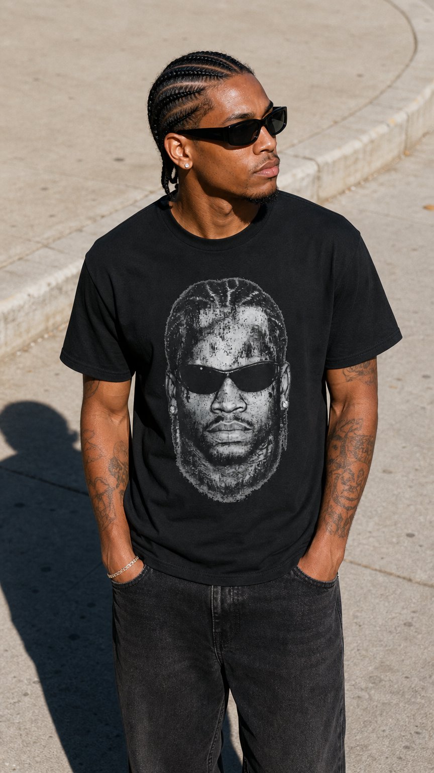 AI product shot of Allen Iverson Distressed Portrait Tee