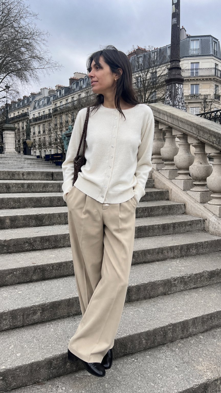 AI product shot of Cashmere White Cardigan