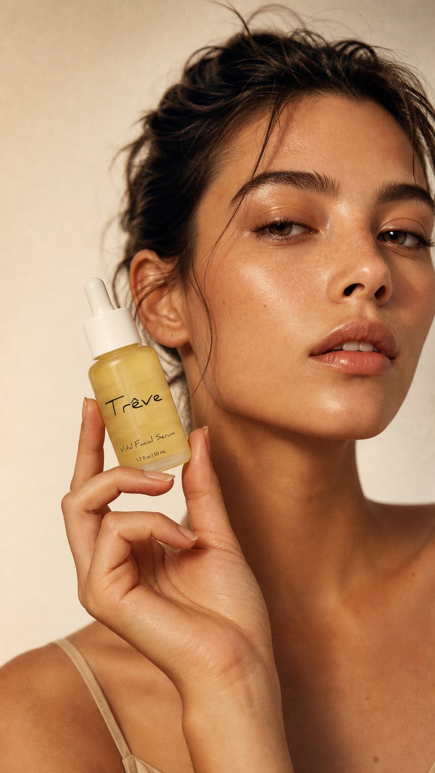 AI product shot of Trêve Vital Facial Serum