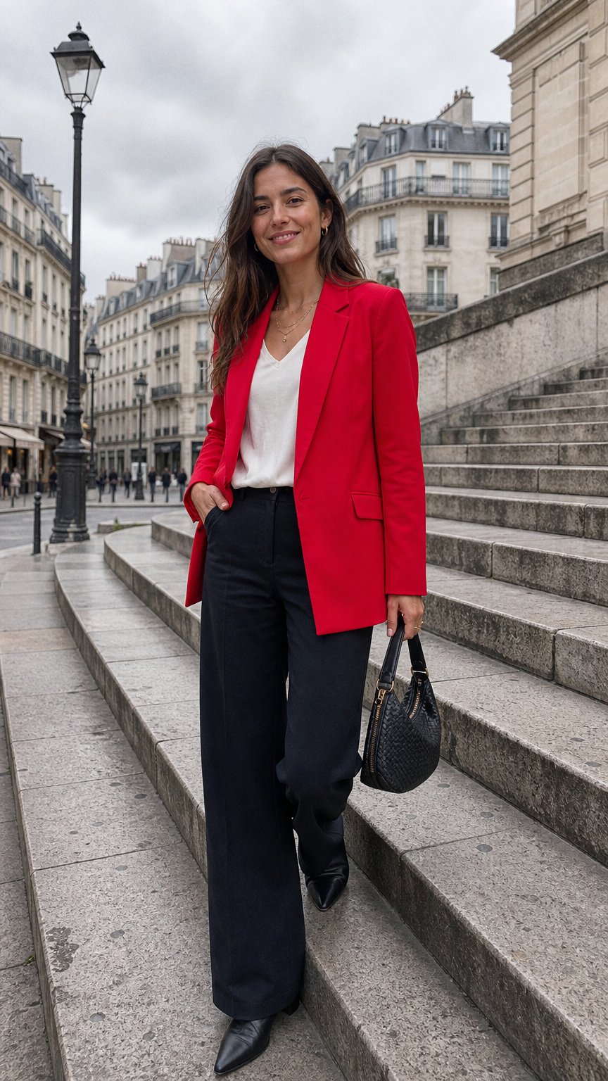 AI product shot of Alexis Blazer Jester Red