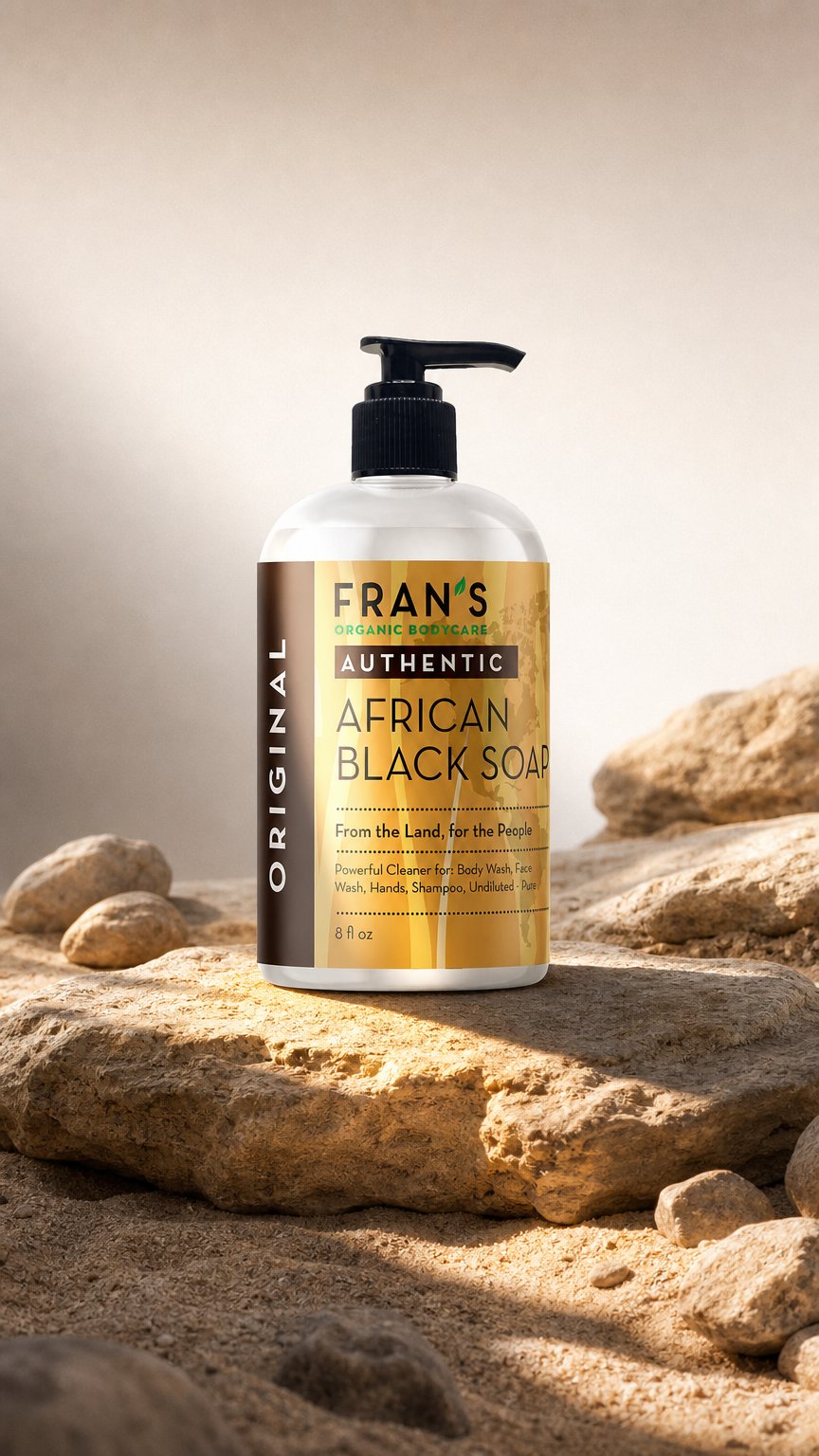 AI product shot of Liquid African Black Soap