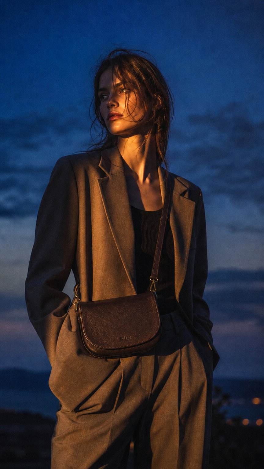 AI product shot of Embossed Heritage Collection Leather Crossbody Bag