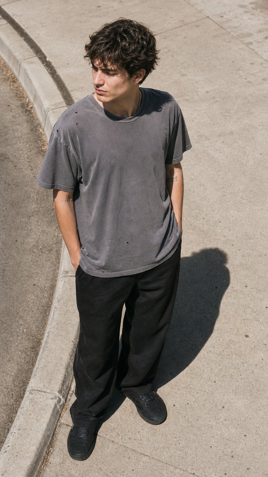 AI product shot of HOLLYWOOD TEE WASHED BLACK