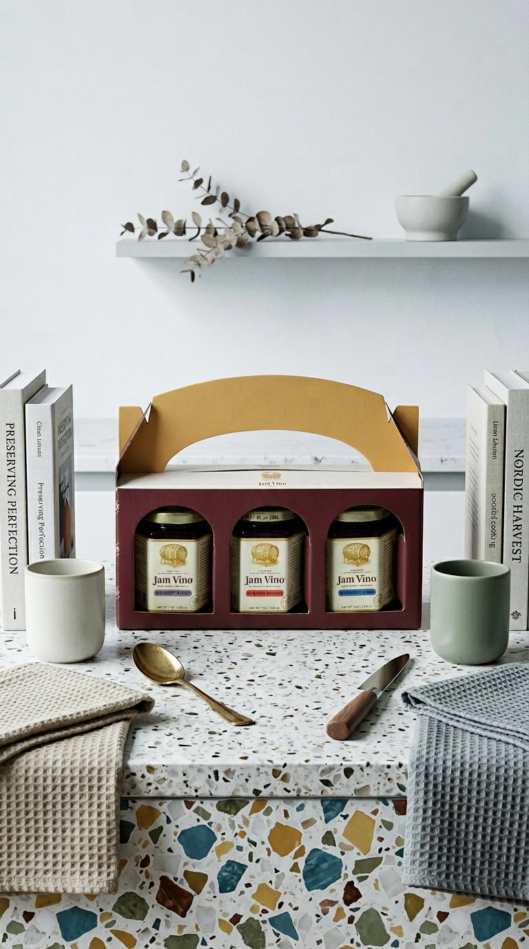 AI product shot of Jam Vino Deluxe Gift Set