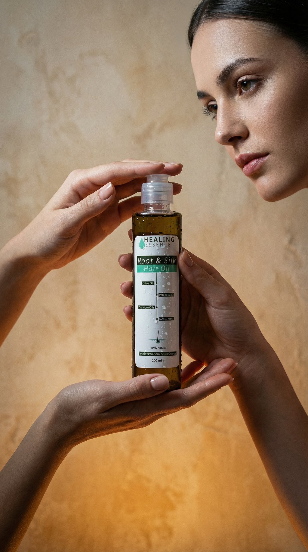 AI product shot of Root & Silk Hair Oil
