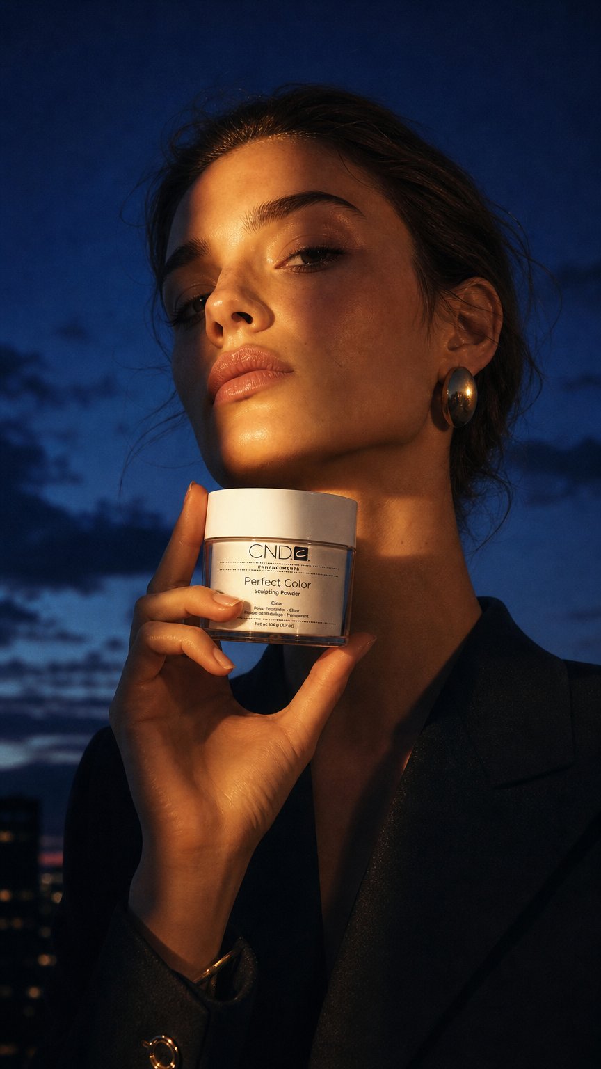 AI product shot of CND Sculpting Powder, Clear Acrylic Nail Powder, Professional Nail Enhancement, 3.7 oz, Salon Grade