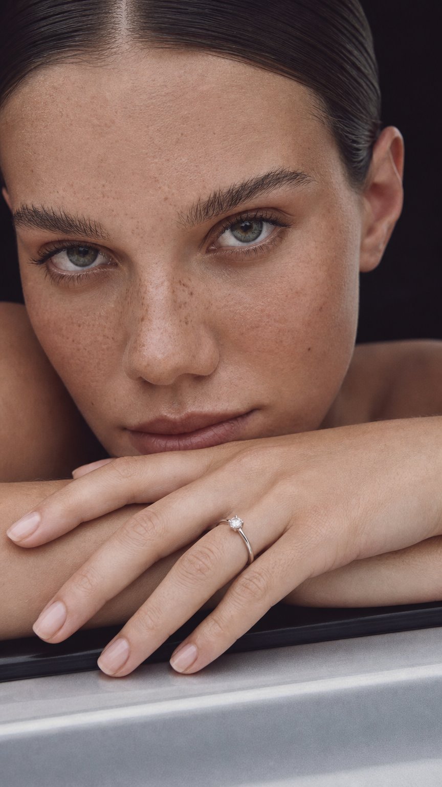 AI product shot of Золота Каблучка Серця з  діамантом 0,25ct.