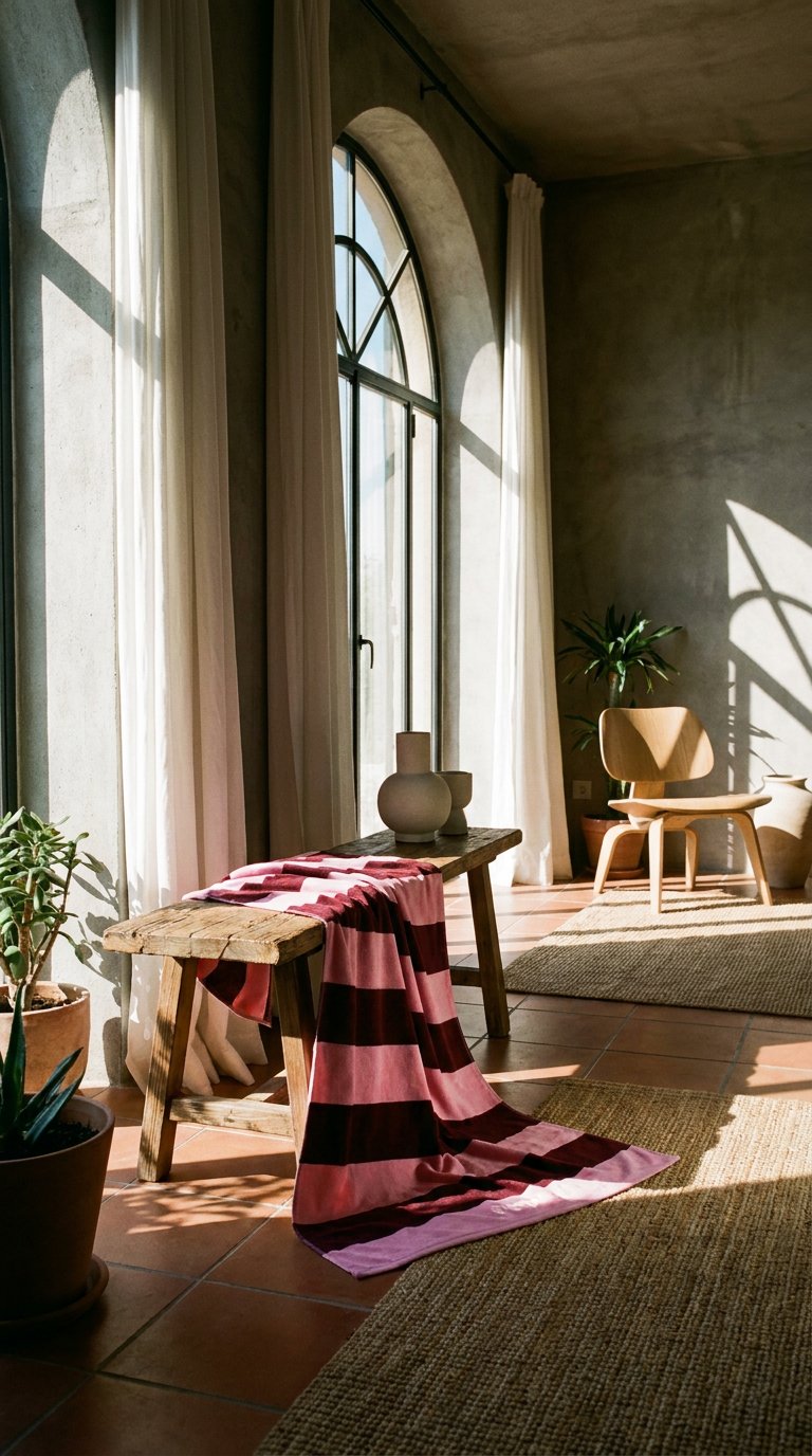 AI product shot of Berry Stripe Towel