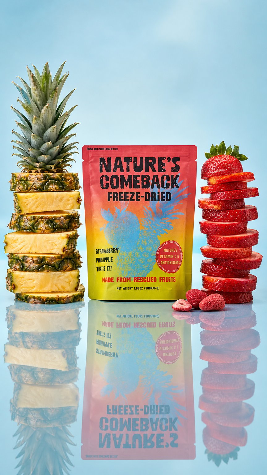 AI product shot of Strawberry, Pineapple