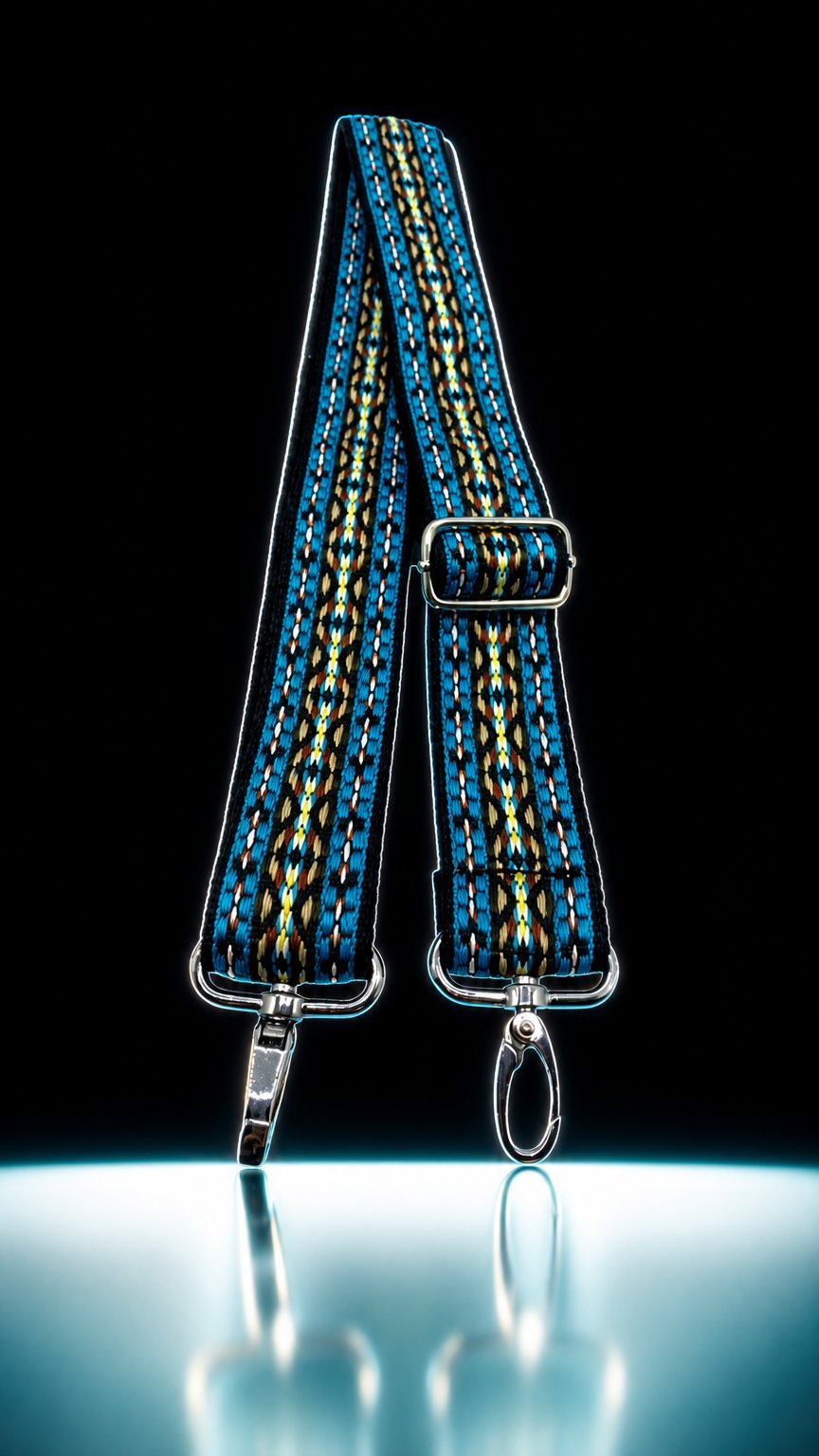 AI product shot of Taschengurt "Ethno Blue"