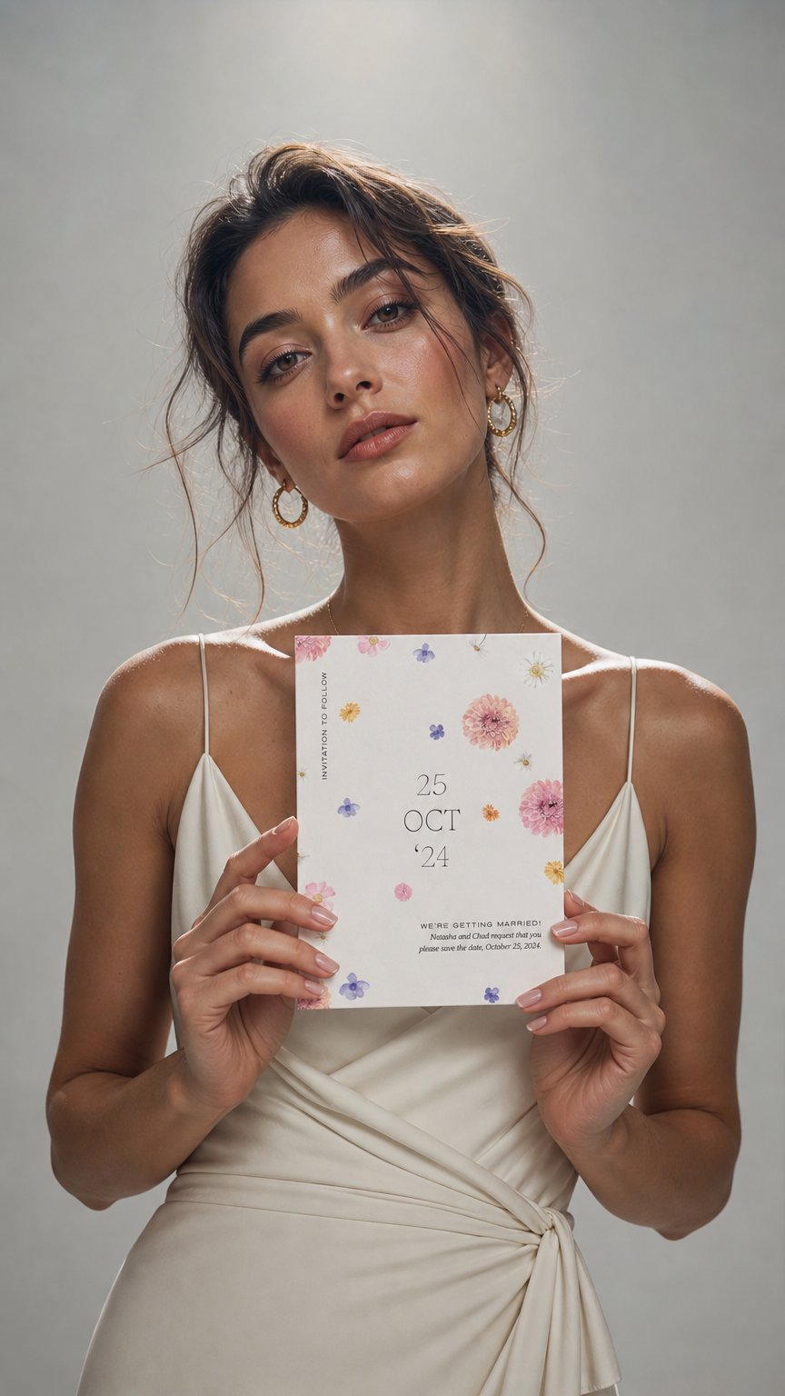 AI product shot of Penelope Save the Date