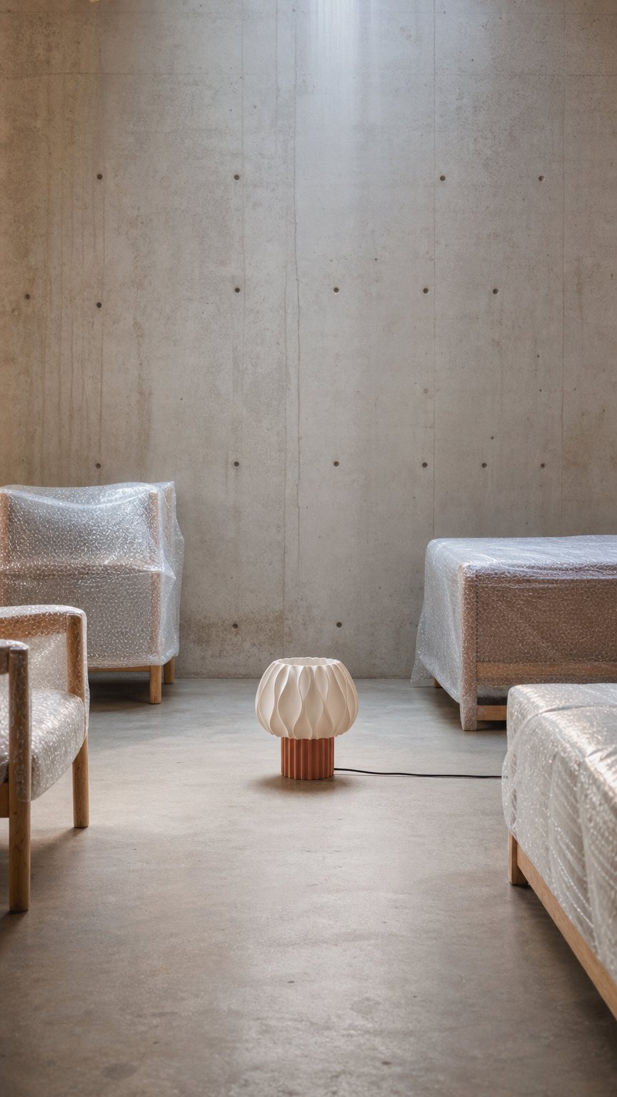 AI product shot of Lampe KODAMI par MOKAMI | Lampe Japandi Organique Morille | Luminaire de Table Design Sculptural | Lumière Chaude Fait Main France