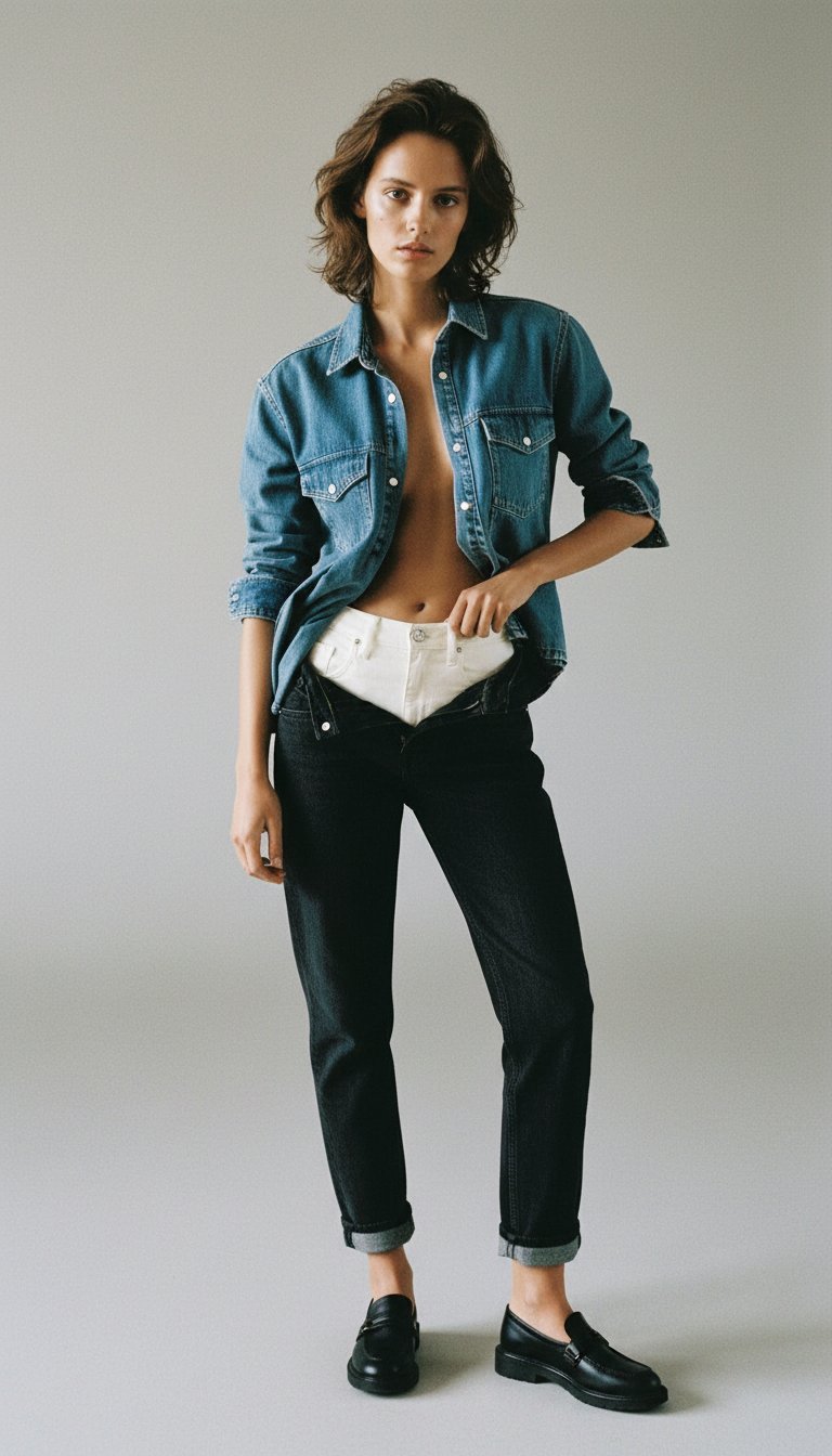 AI product shot of Mia Cuffed Belted Jean Liberty