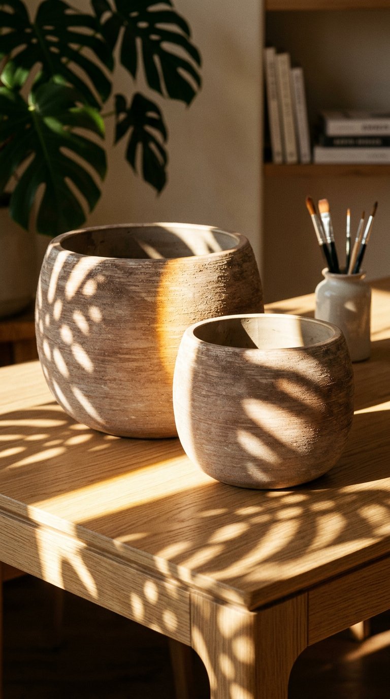 AI product shot of Saya plant pot round