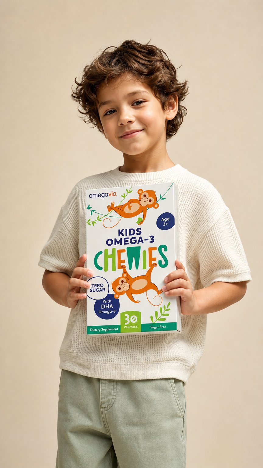 AI product shot of OmegaVia Kid's Omega-3 Chewies Autoship