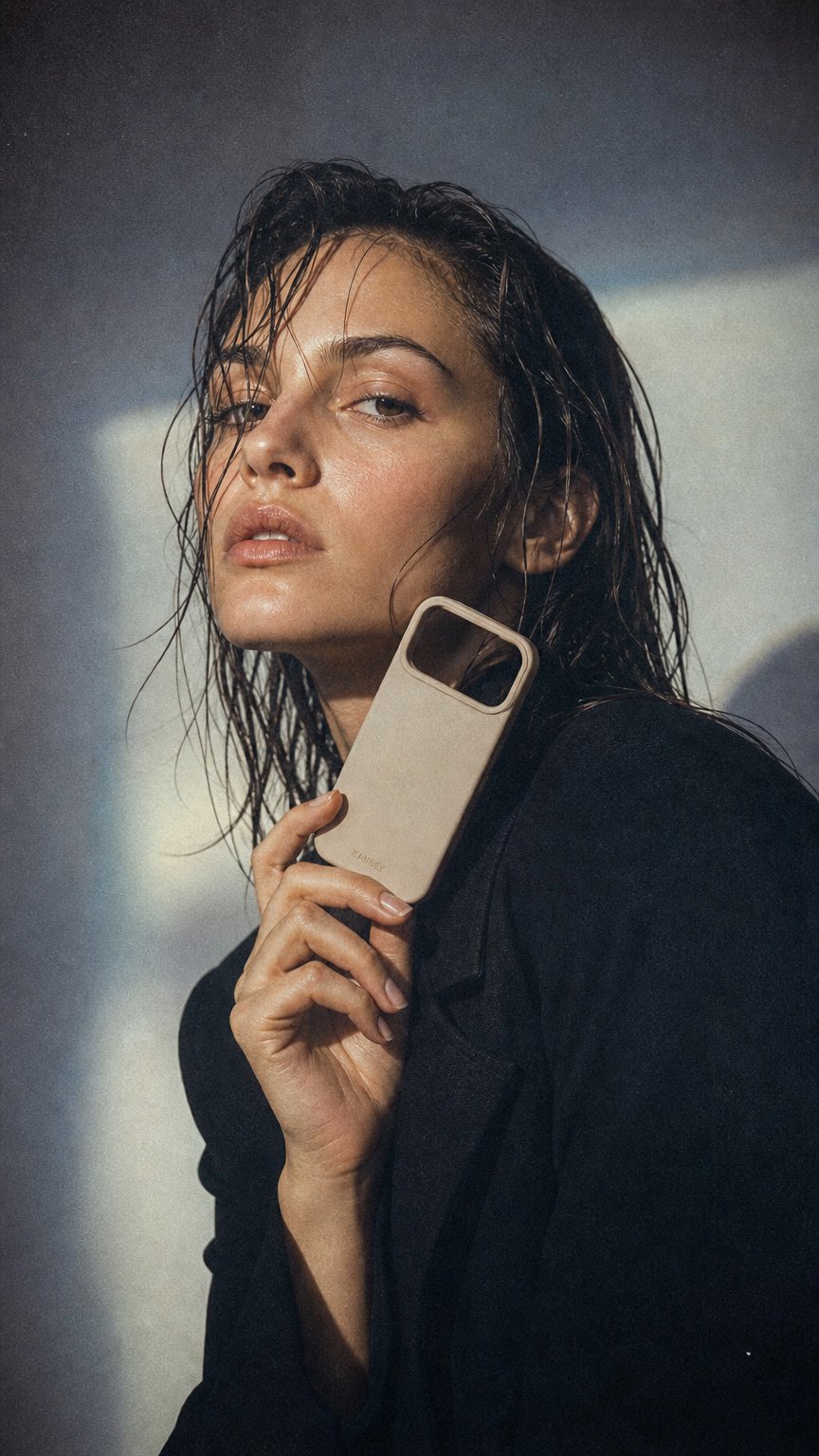 AI product shot of KAYSLY Silikonskal för iPhone 17 Pro Max – Beige