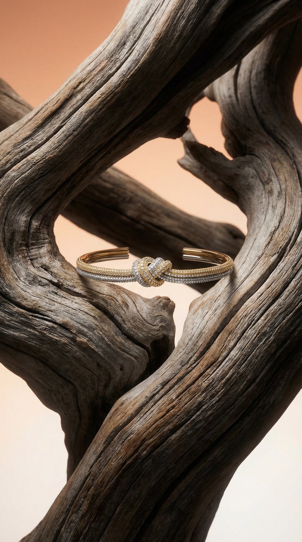 AI product shot of Dual Knot Bangle Pavè