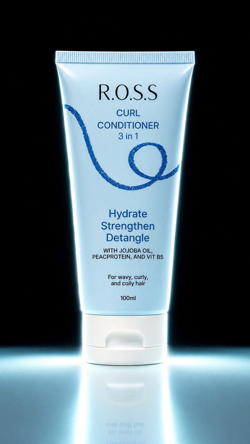 AI product shot of R.O.S.S 3in1 Curl Conditioner 100ml