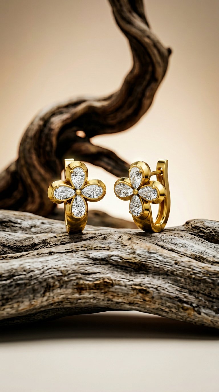 AI product shot of Amorati Diamond Huggie Earrings