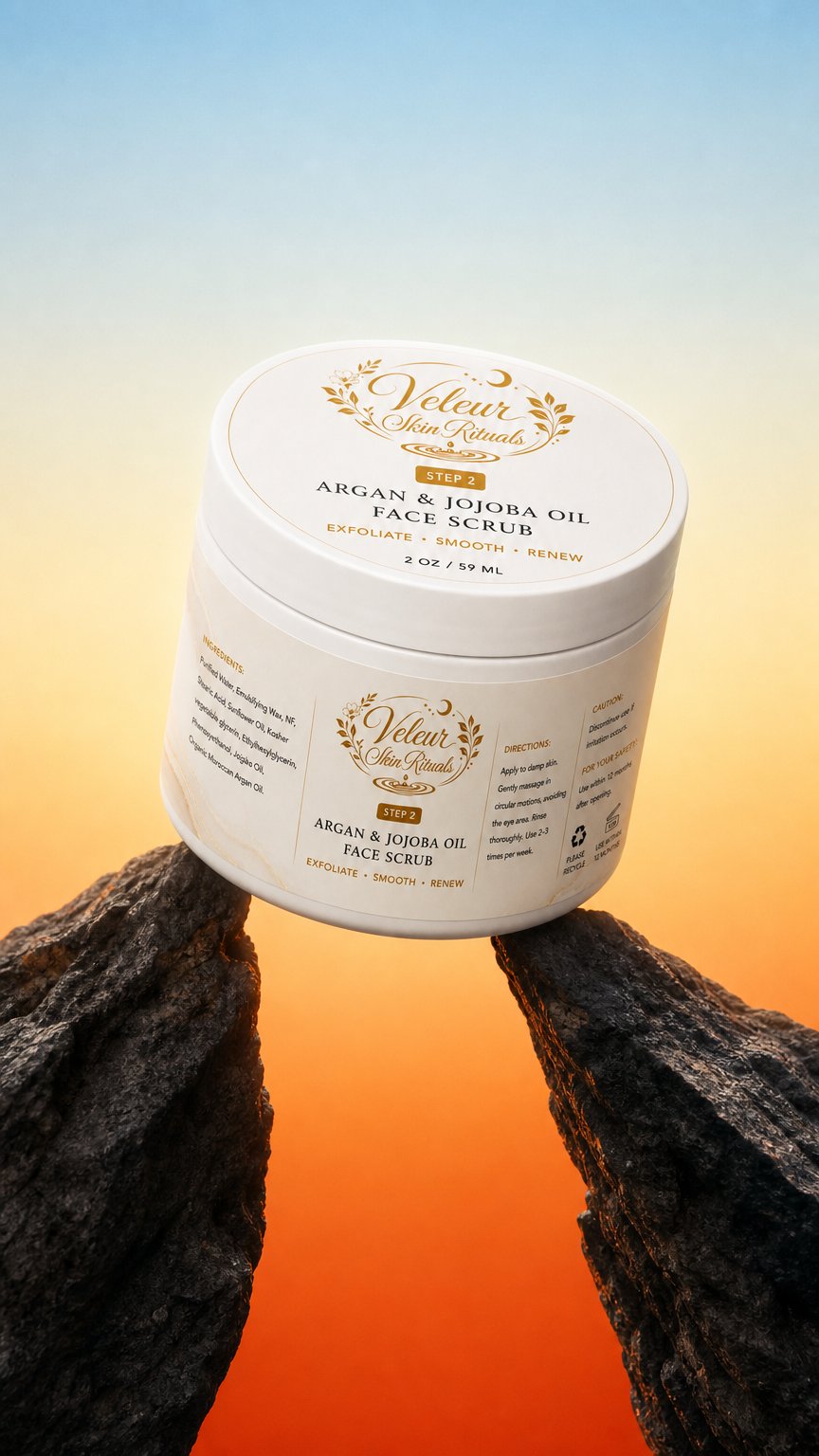 AI product shot of Argan & Jojoba Face Scrub