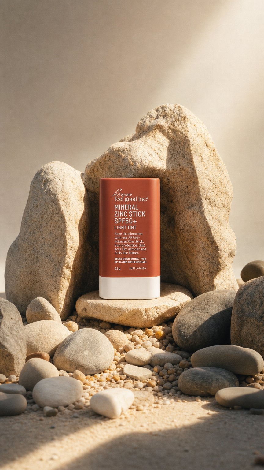 AI product shot of Mineral Zinc Stick LIGHT TINT SPF50+ 22g